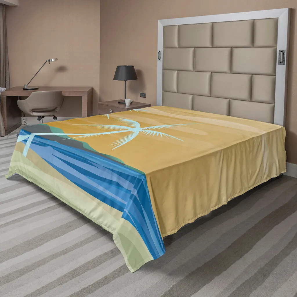 Drap de lit doux avec impression numérique océan et sable 266 x 260 cm