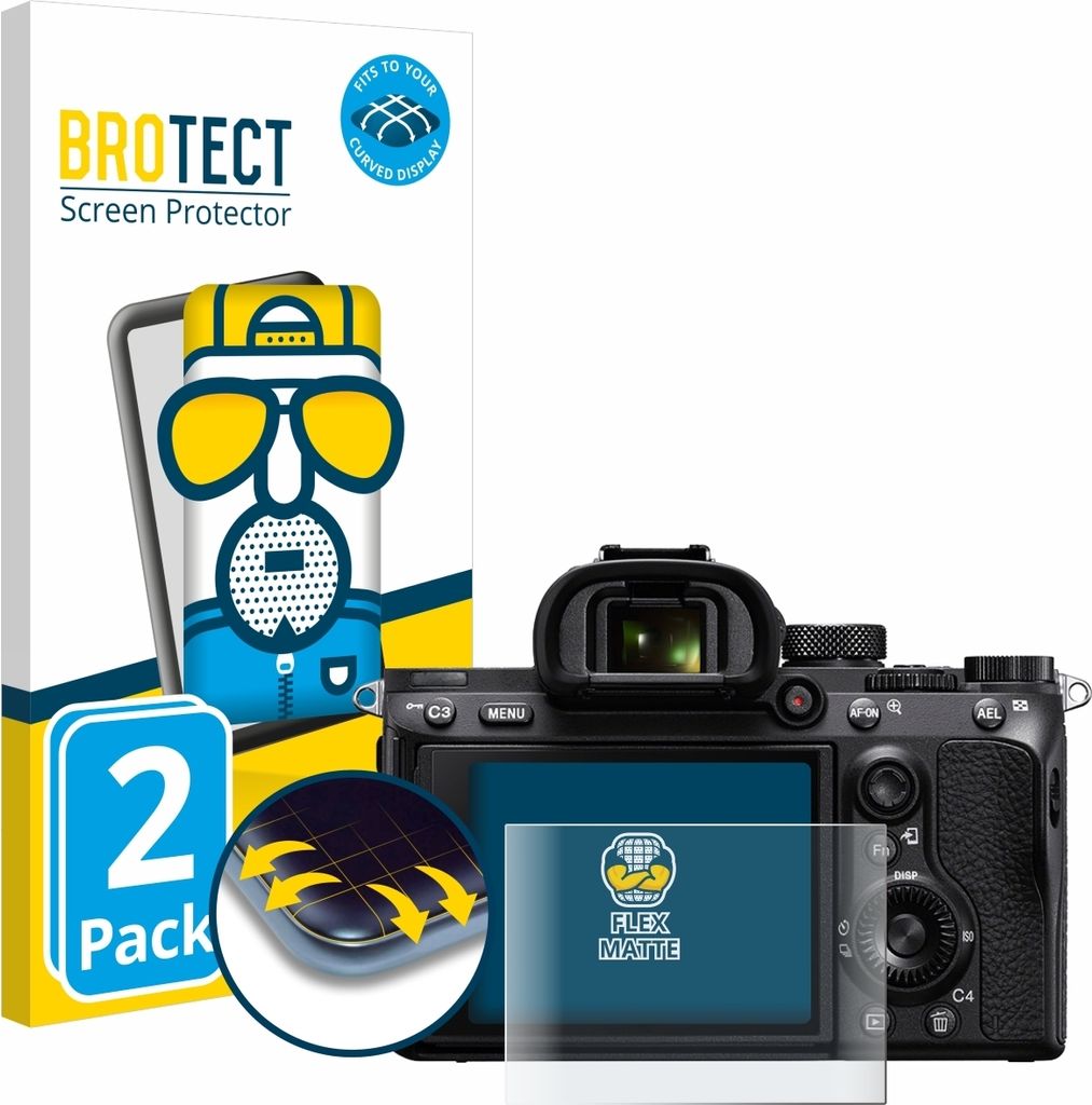 2x BROTECT Fullscreen Schutzfolie für Sony Alpha 7 III / 7R II / 7S II Displayschutz Folie Fullcover Matt Entspiegelungsfolie