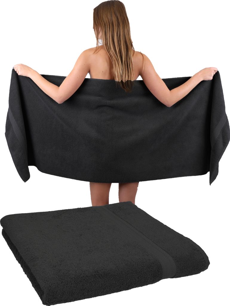 Betz 2 Stück Saunatücher 70 x 200 cm PREMIUM 100% Baumwolle Badetuch Liegetuch Strandtuch Farbe: graphit