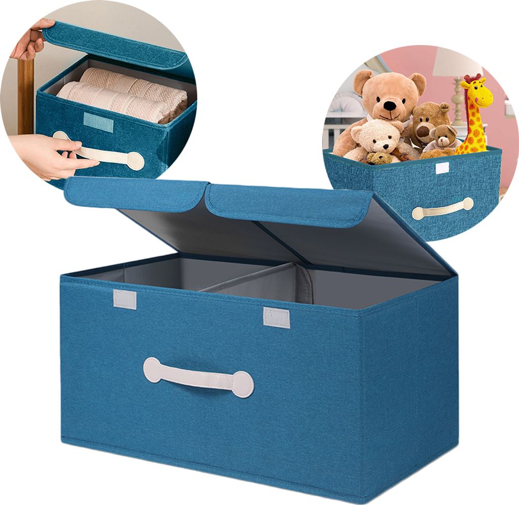 1x Aufbewahrungsbox mit Deckel Aufbewahrungstasche, Stoff Aufbewahrung Boxen für Bettdecken Kleidung Unterbett Kleiderschrank Organizer, 50x29.5x25cm