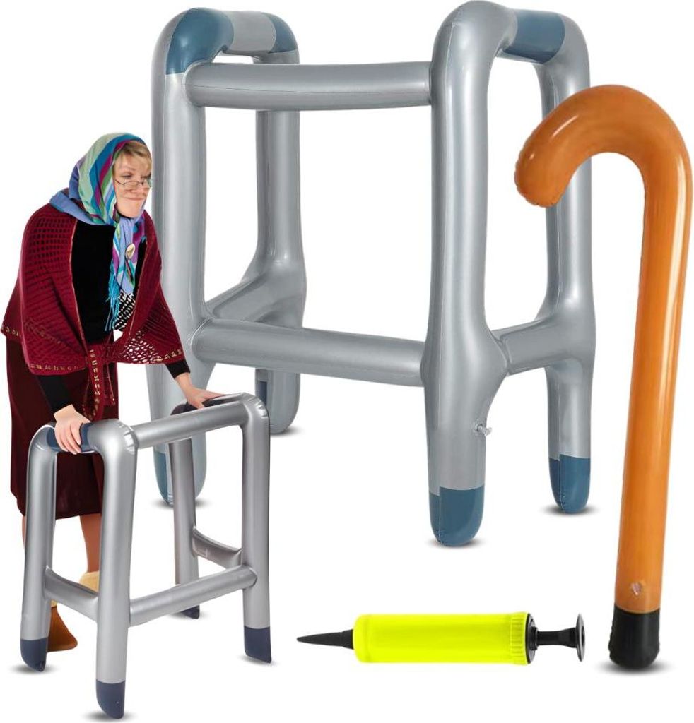 Deambulatore con bastone, costume da anziano, gonfiabile, Immagine del prodotto 