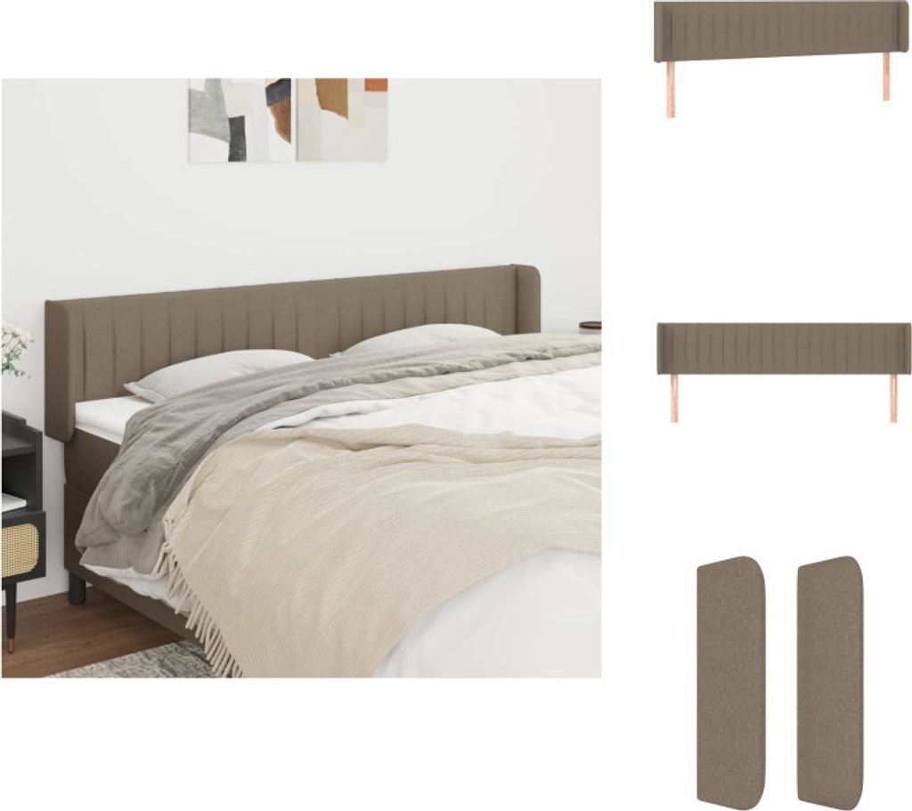vidaXL Kopfteil mit Ohren Taupe 183x16x78/88 cm Stoff - Kopf- & Fußenden