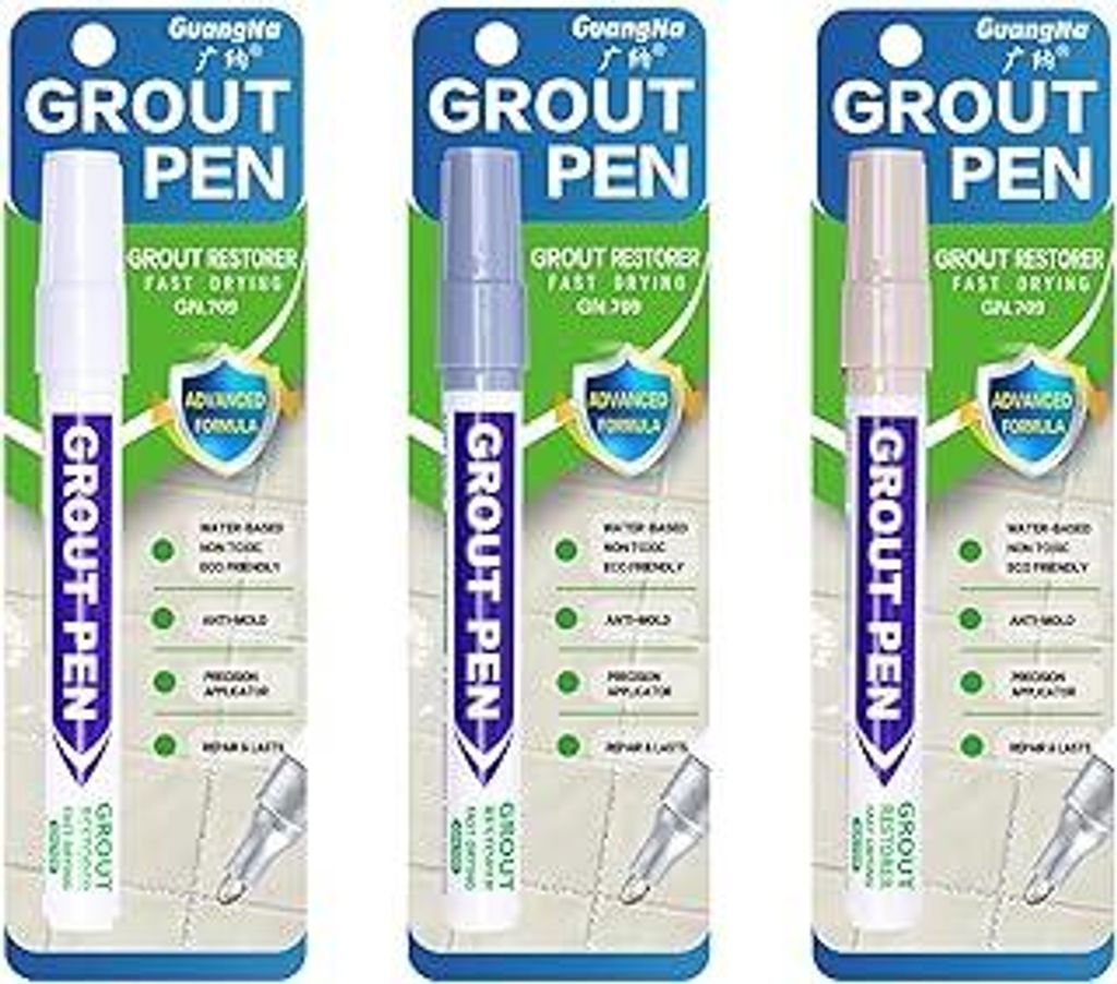 3 Stück Fugenstift Grau Weiß Cremefarben, Fliesenstift Wasserfest, Fugenstift Weiß für Küche, Bad, Türspalten, Fliesenspalten, Fliesen Repara...