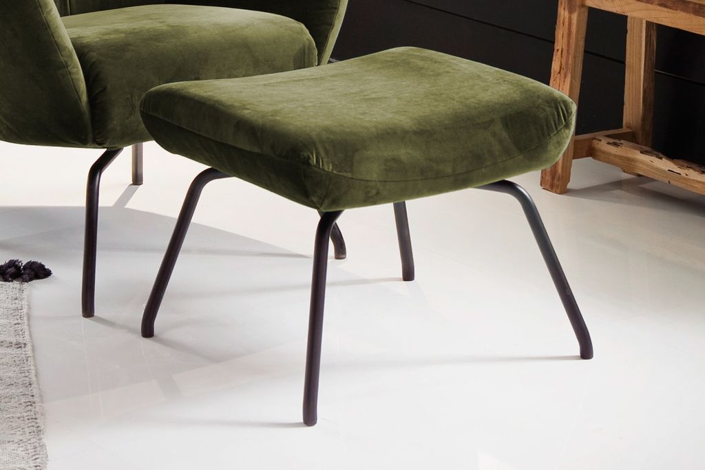 KAWOLA Hocker LOTTE Polsterhocker velvet olivgrün