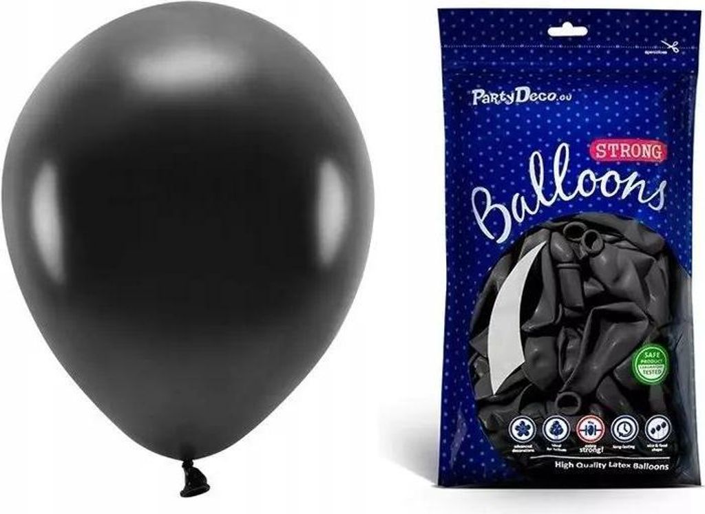 Balony Strong Metallic Black 30cm 50szt Zdjęcie produktu 