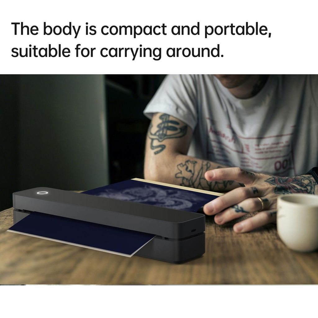LIUMATE Tattoo Thermal Printer with 15 Sheets Tattoo Transfer Paper 2000 mAh Wireless Thermal Printing Stencil Printer A4 Compatible with Android iOS