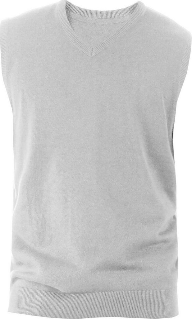 Kariban Herren Pullunder V-Ausschnitt Jumper V-Neck Pullover Ärmellos, Größe:4XL, Farbe:Grey Melange