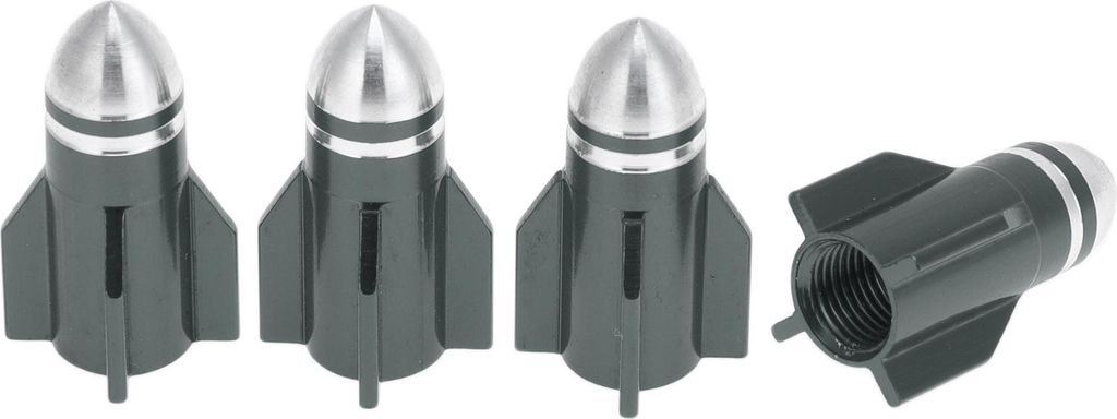 4 Stück runde Kopf Raketenform Reifenventil Staubkappen Dekorative Reifenventil Staubabdeckungen 7x27mm Titanfarbenes Aluminiumlegierung
