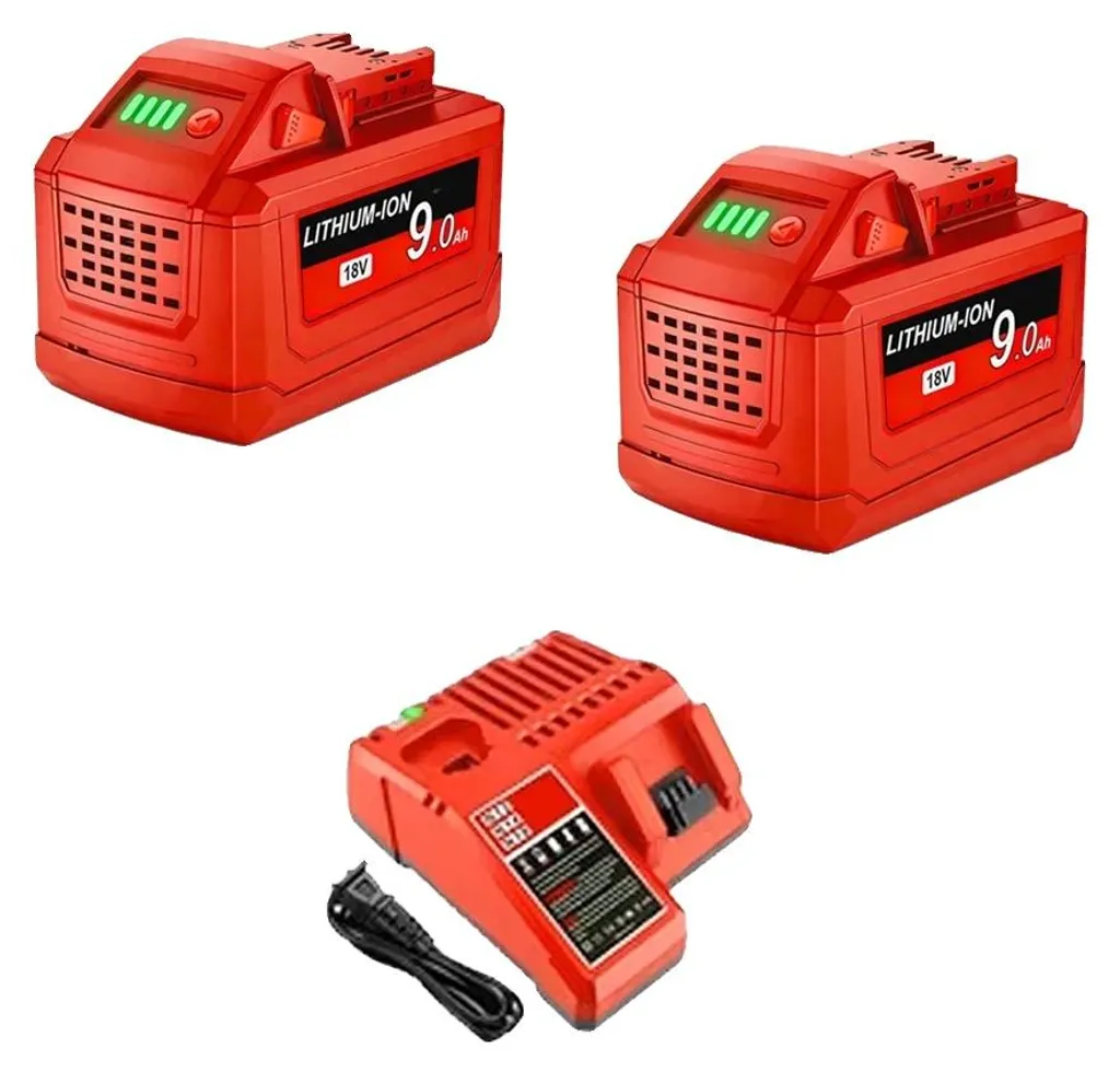 Pack Double Batterie 18V 9Ah et Chargeur pour Travaux et Chantier Pro
