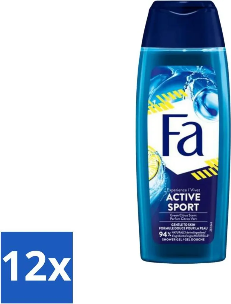 Fa Men - Gel doccia - Active Sport - Rinfrescante - Agrumi verdi - 250 ml - Confezione risparmio - 12 pezzi
