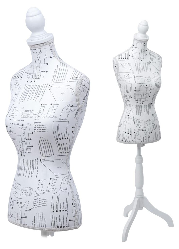 Schneiderpuppe T221, Schaufensterpuppe Torso weiblich, Schaumstoff weiß mit Skizzen