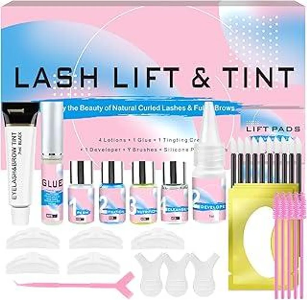 Set per il lifting delle ciglia con nero, 2026 Set professionale per il lifting delle ciglia con nero, kit per ciglia naturali e più folte, lunga durata, facile da usare, ideale per l'uso in salone e a casa - 1