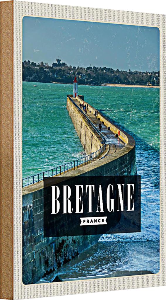 Holzschild Reise 20x30cm Bretagne France Reiseziel Urlaub
