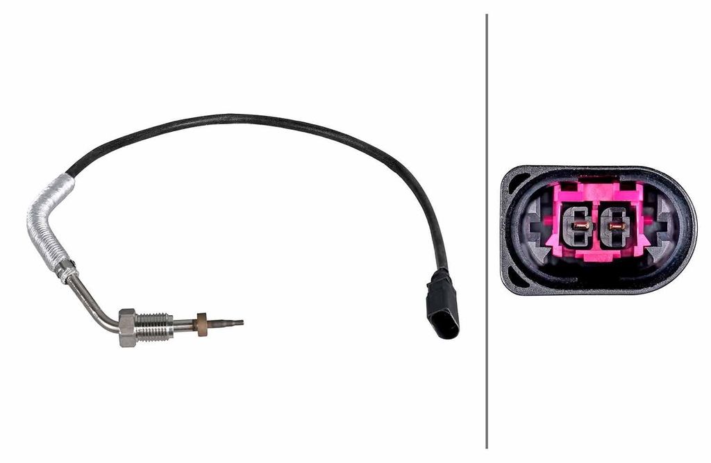 Sensor Abgastemperatur geschraubt 2-polig 550 mm Kabel HELLA für u.a. VW CADDY