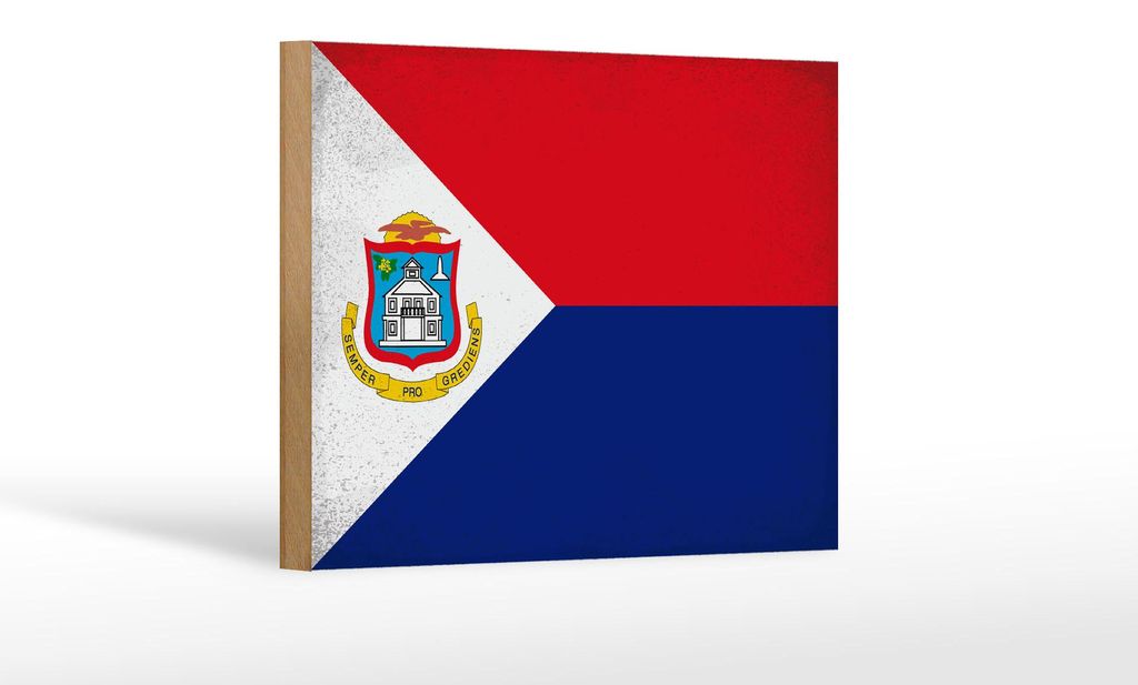 Holzschild Flagge Sint Maarten 18x12cm Flag Vintage Dekoration