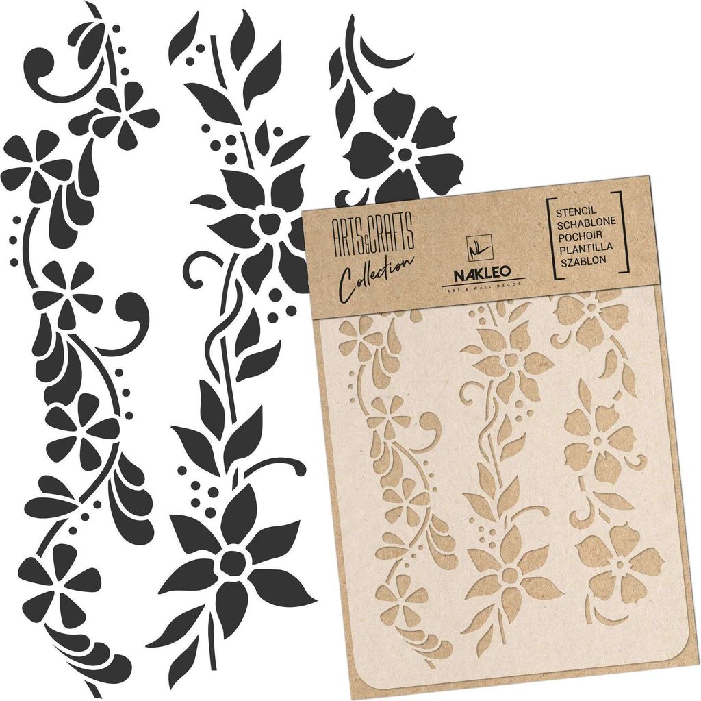 Malschablone für Handwerk A5 15x21cm, Blätter Mini Grenze Produktbild 