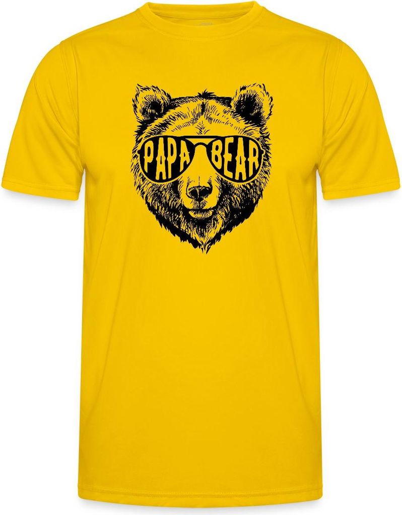 Spreadshirt Papa Bär Cool Dad Funktionsshirt Herren, S, Eigelb