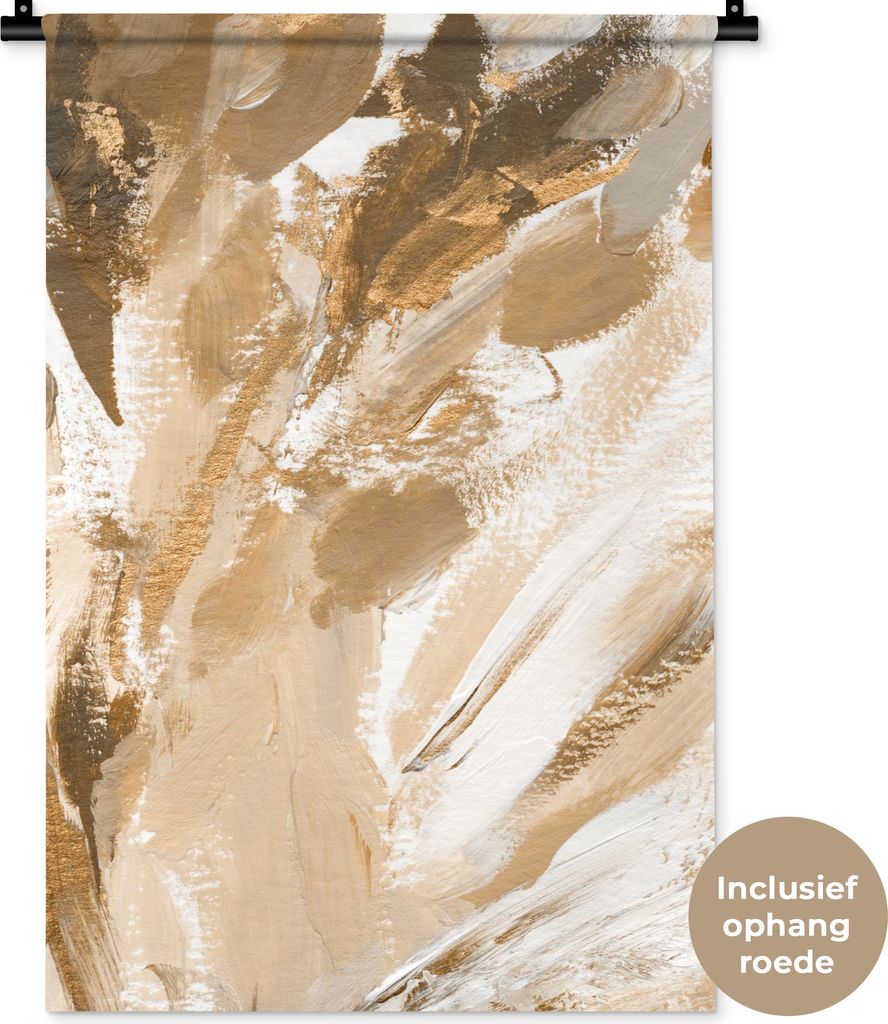 MuchoWow Wandteppich Wandbehang Farbe - Gold - Luxus 60x90 cm Tapisserie Dekoration Wandtuch - Foto-Teppich - Abwaschbar