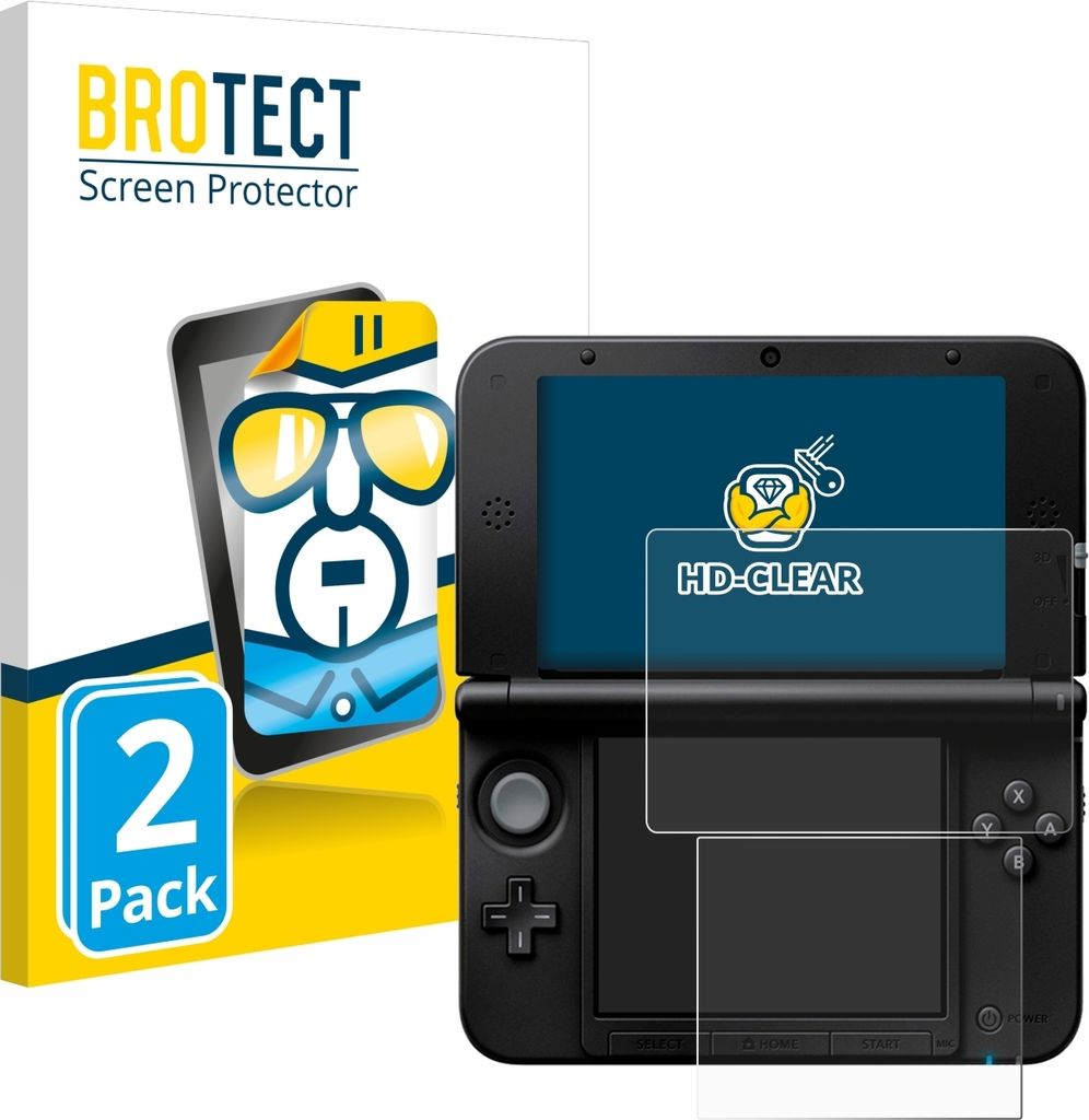 2x Für Nintendo 3DS XL SPM7800 Schutzfolie BROTECT Displayschutz Display Schutz Folie Klar Transparent