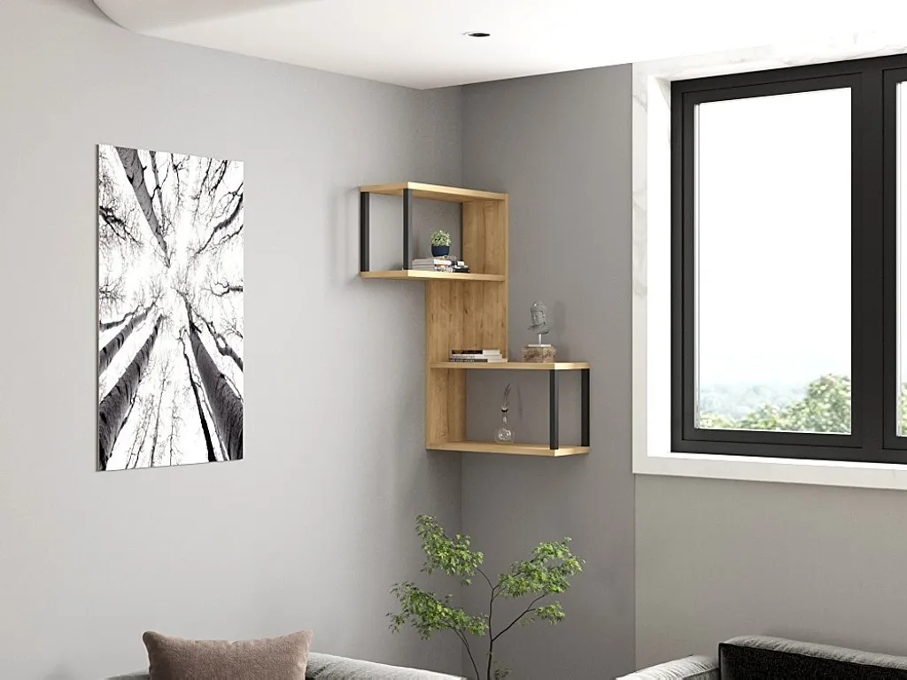 Skye Decor Lecco Étagère Murale Chêne Saphir 84x20x52 cm en Mélaminé - 2