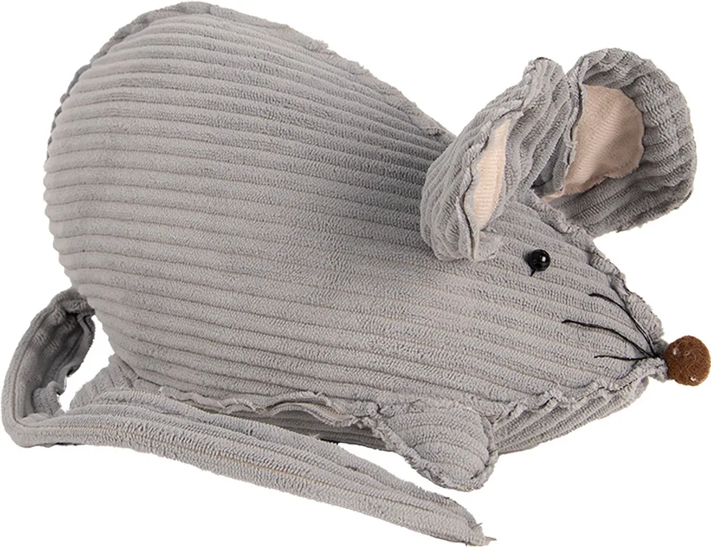 Cale-porte Souris Clayre & Eef 28x15x16 cm Gris en Tissu Synthétique