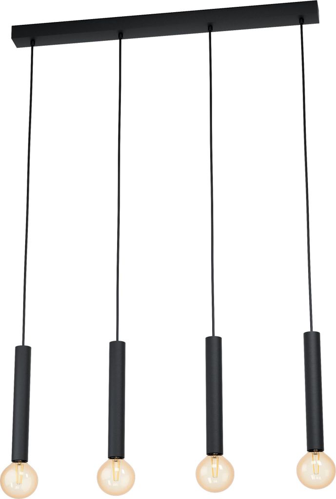 CORTENOVA Hängeleuchte Hängelampe Pendellampe Pendelleuchte - L84 x B6 x H110 cm - schwarz - 4X60W exkl. - IP20