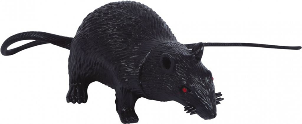Schwarze Deko Ratte aus Latex für Halloween 15cm