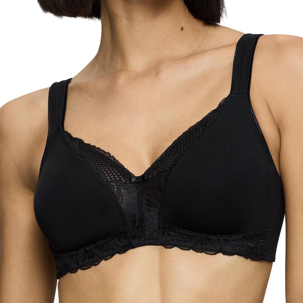 Triumph Damen Bügelloser BH Modern Lace+Baumwolle - BLACK - Größe 75E