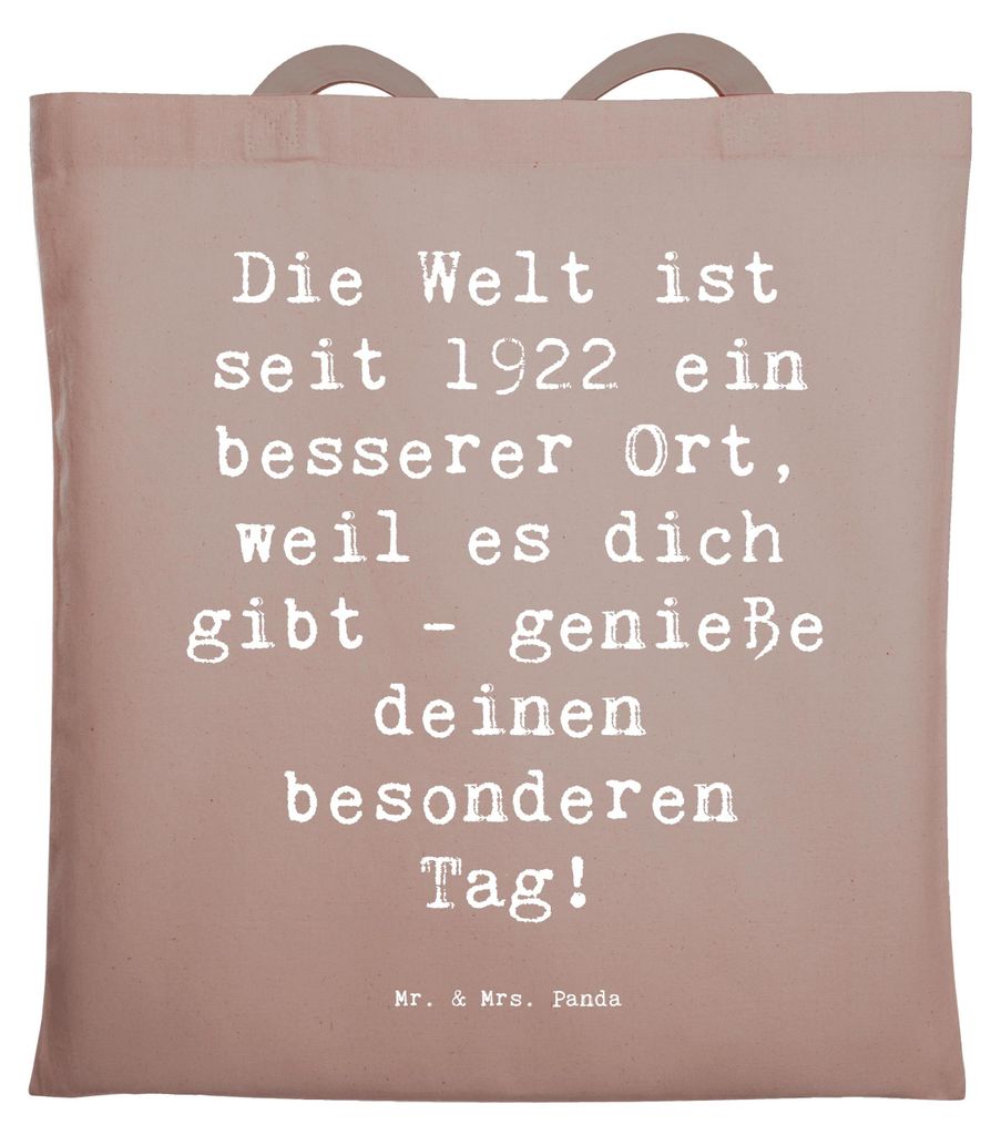 Mr. & Mrs. Panda Schultasche Spruch 1922 Geburtstag - Braun Pastell - Geschenk, besonderer Tag, Geburtstagsgeschenk, Erinnerungen, Tote Bag, Tasche...