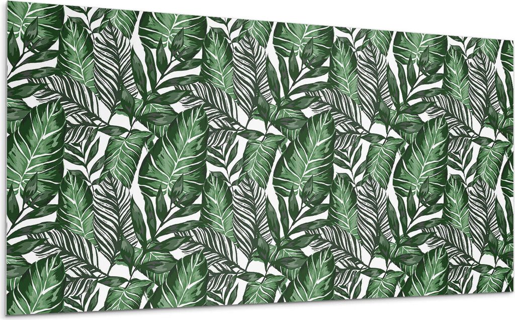 Tropische Blätter In Einem Muster – Selbstklebende Fliesen – Wandverkleidung – Wandpaneel – PVC Fliesen – Vinylflisen – PCV Flisen –...