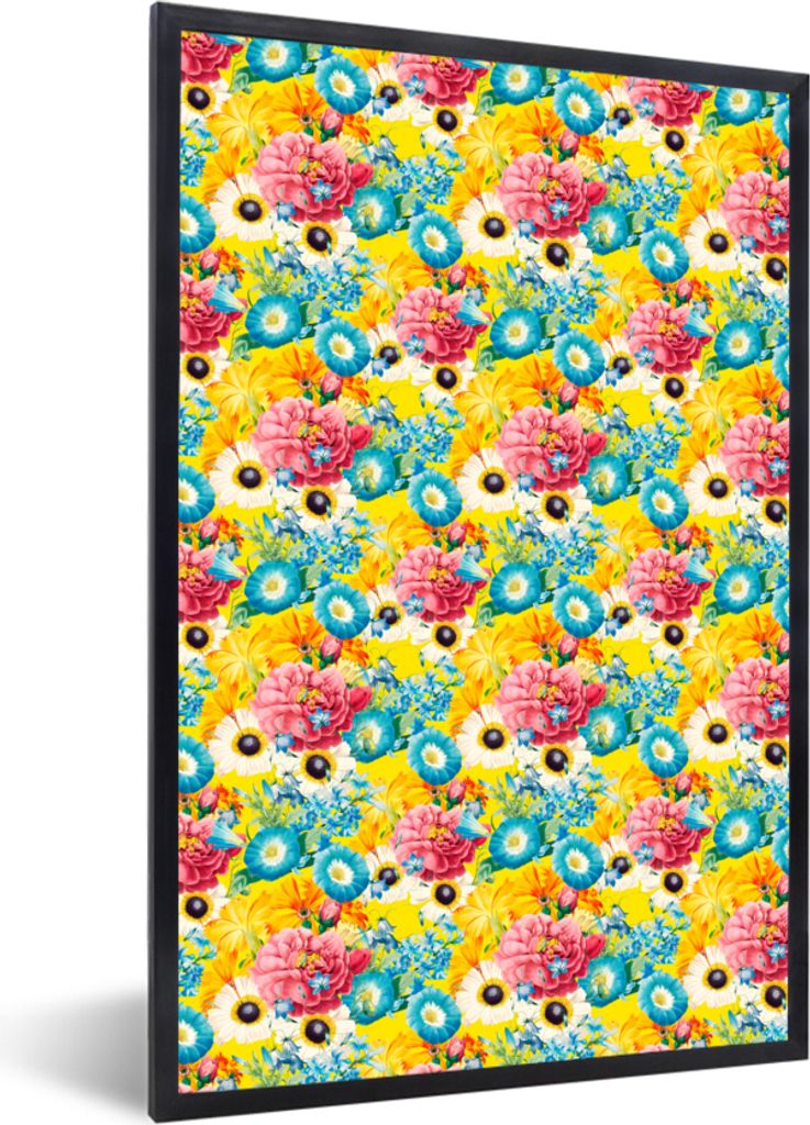 MuchoWow MuchoWow Gerahmtes Poster Blumen - Farben - Palette 20x30 cm - Poster mit zchwarzem Bilderrahmen - Drucken - Bilder Poster im Rahmen