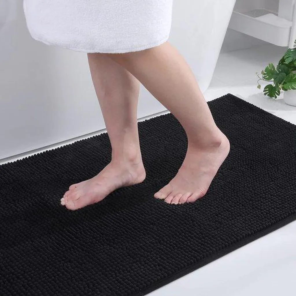 Tapis de bain noir antidérapant 60x120 cm - Fini les sols mouillés !