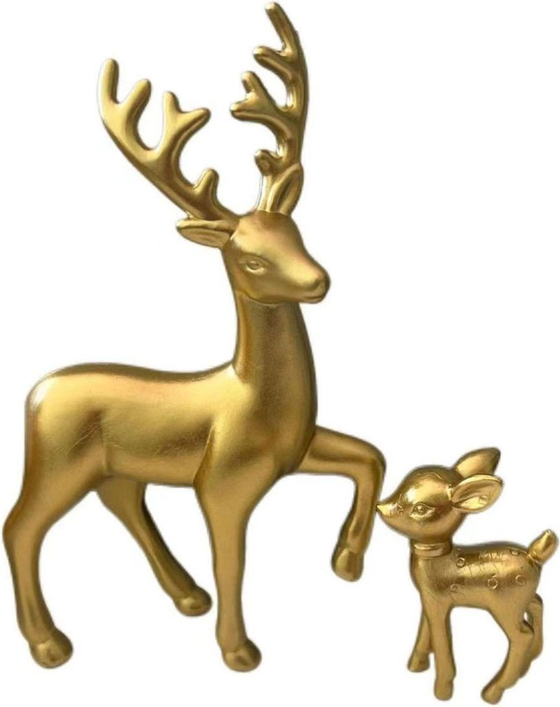 Paar kleine Rentierfiguren als Weihnachtsdekoration für Wohnzimmer, TV-Schrank, Büro oder Zuhause