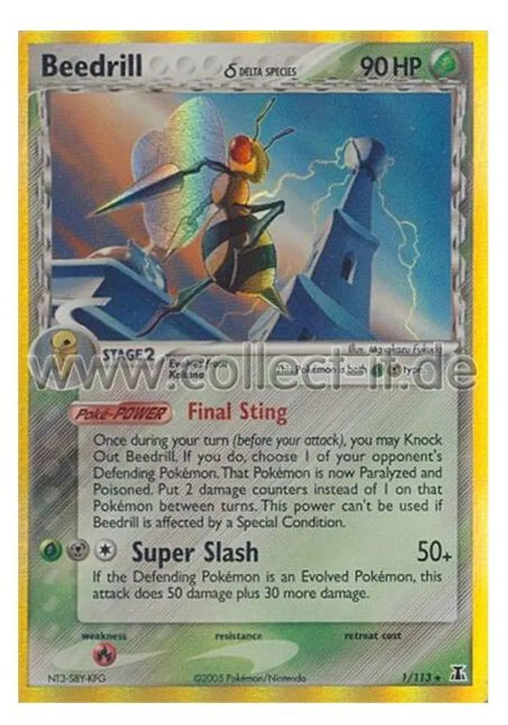 Carte Pokémon Dardargnan 1/113 pour Deck de Combat Plante