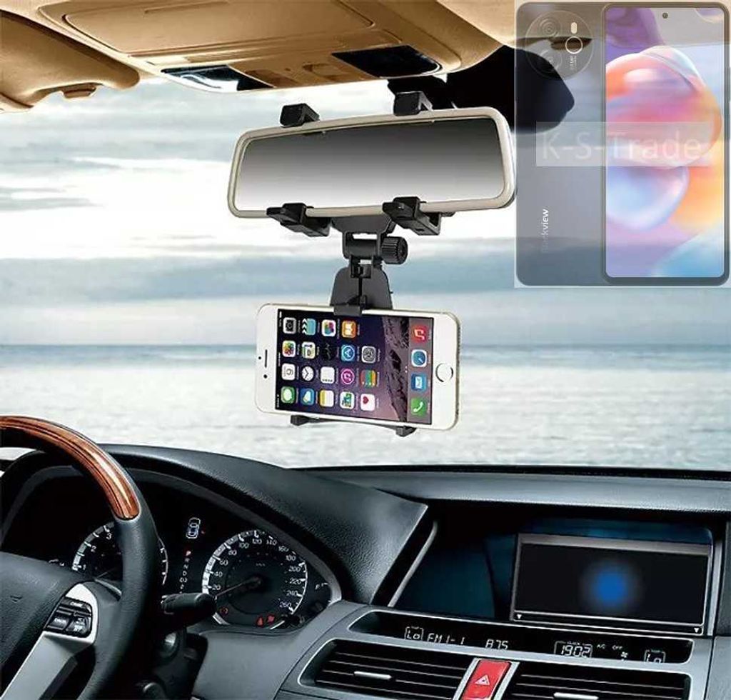 K-S-Trade Smartphone Halterung kompatibel mit Blackview Shark 8 Rückspiegel Halterung schwarz Auto Halterung KFZ Halter