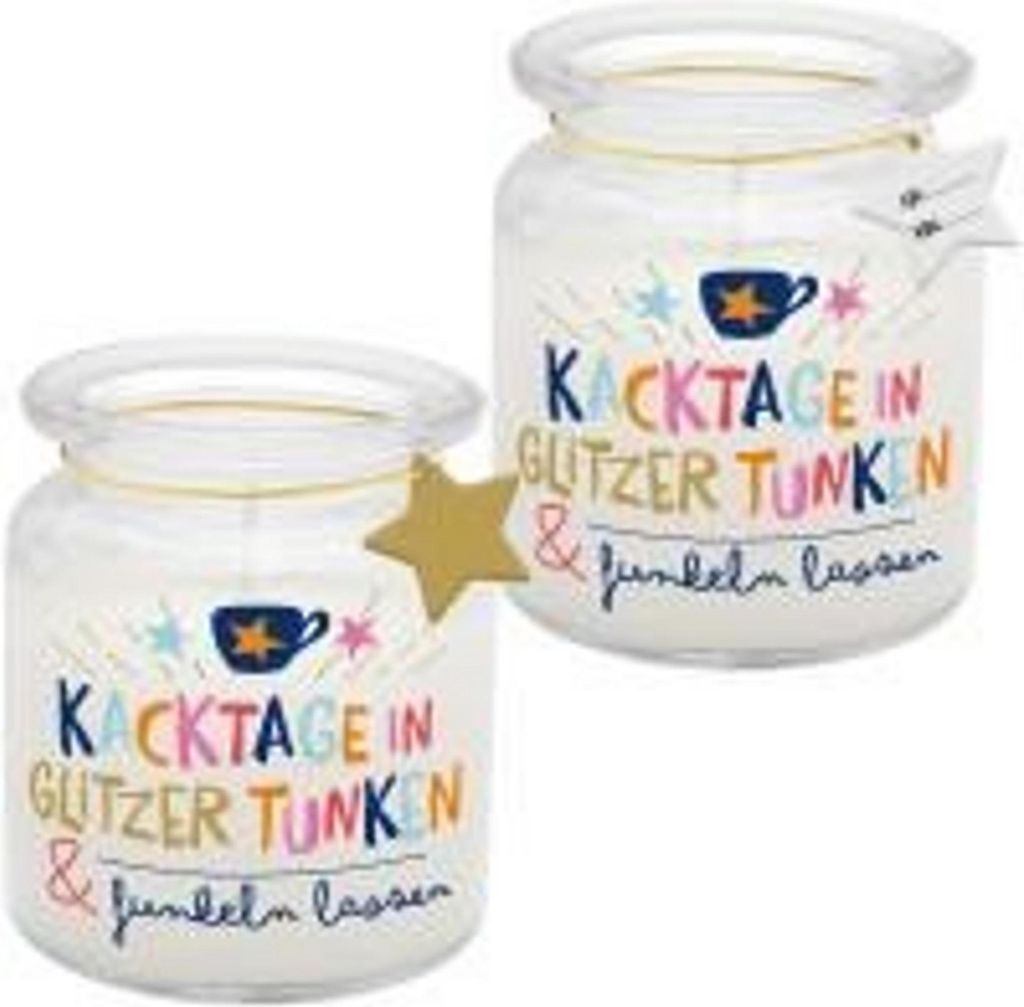 Kerze im Glas mit Motiv 'Kacktage'
