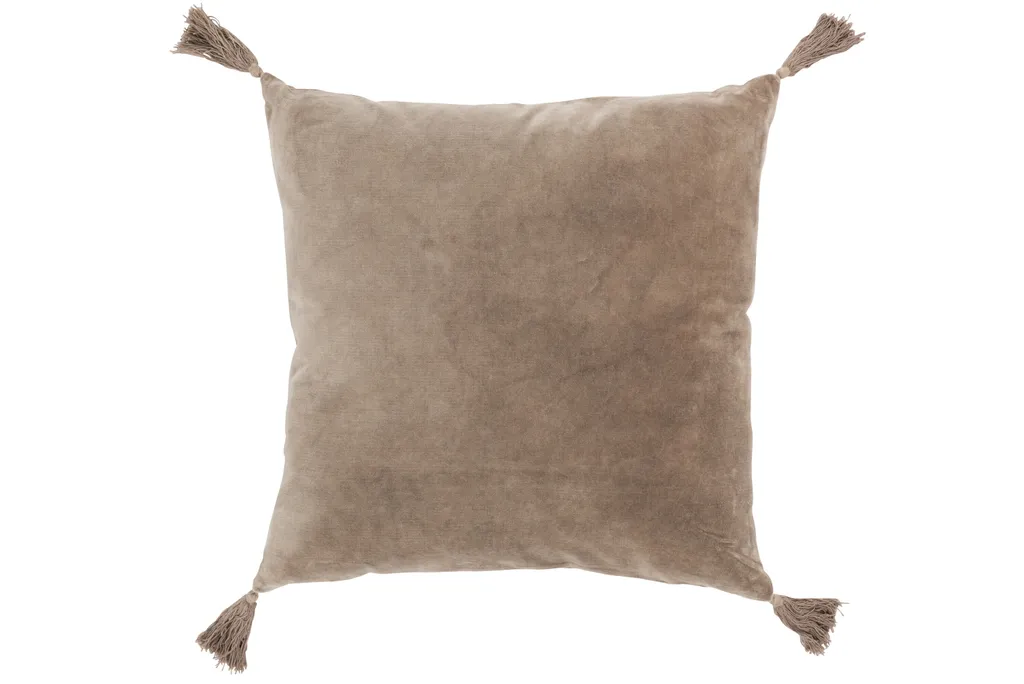 Coussin de Décoration Marron en Velours Sammet et Coton Doux J-Line