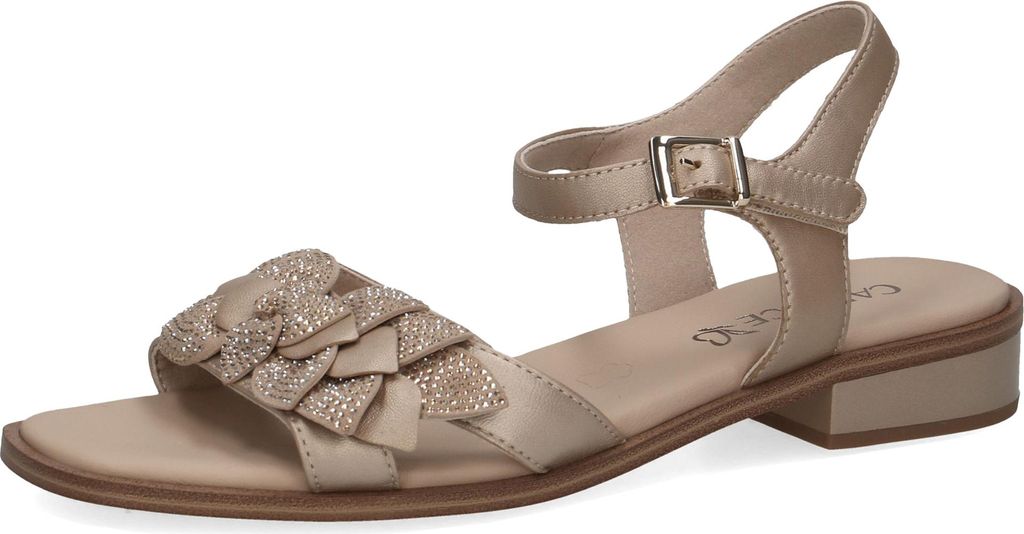 Caprice Damen Sandale aus Leder mit Strass und Karree Form 9-28203-46, Größe:39 EU, Farbe:Grau