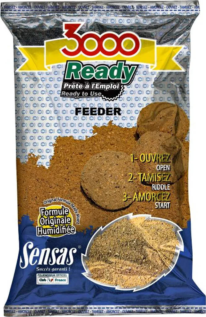 Amorce Feeder Sensas 3000 Ready 1,25 kg - Mélange humide prêt à pêcher