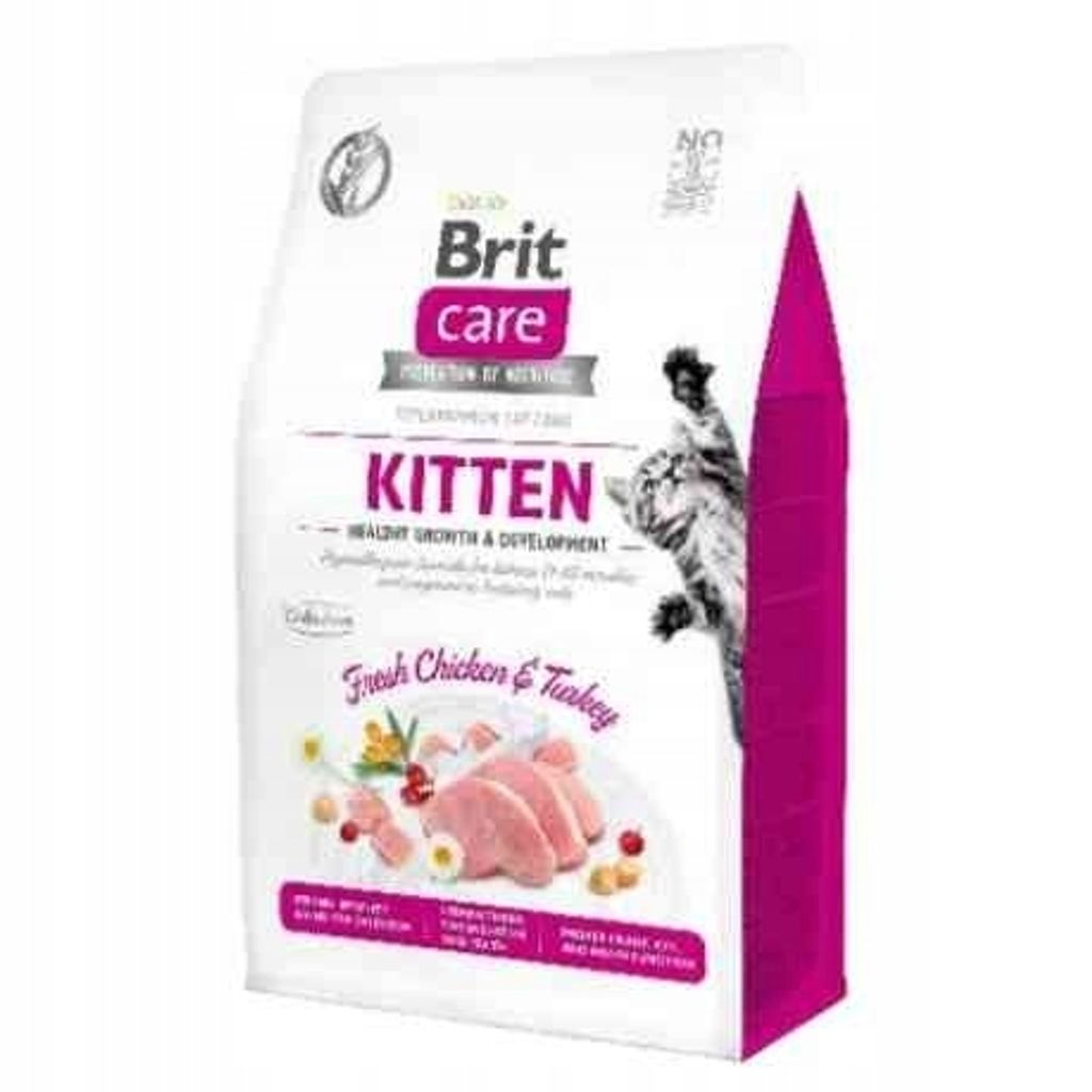 Brit Care Cat Grain-Free Kitten 2 kg Katzen Trockenfutter Apfel, Kamille, Huhn, Cranberry, Erbse, Geflügel, Lachs, Pute