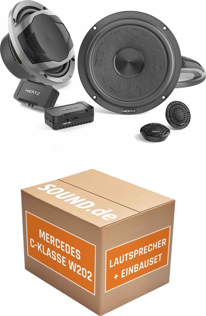 Lautsprecher Boxen Einbaupaket vorne Hertz CK 165L passend für Mercedes C-Klasse W 202 + T-Modell/Kombi | 2x Tief-Mitteltöner 2x Hochtöner