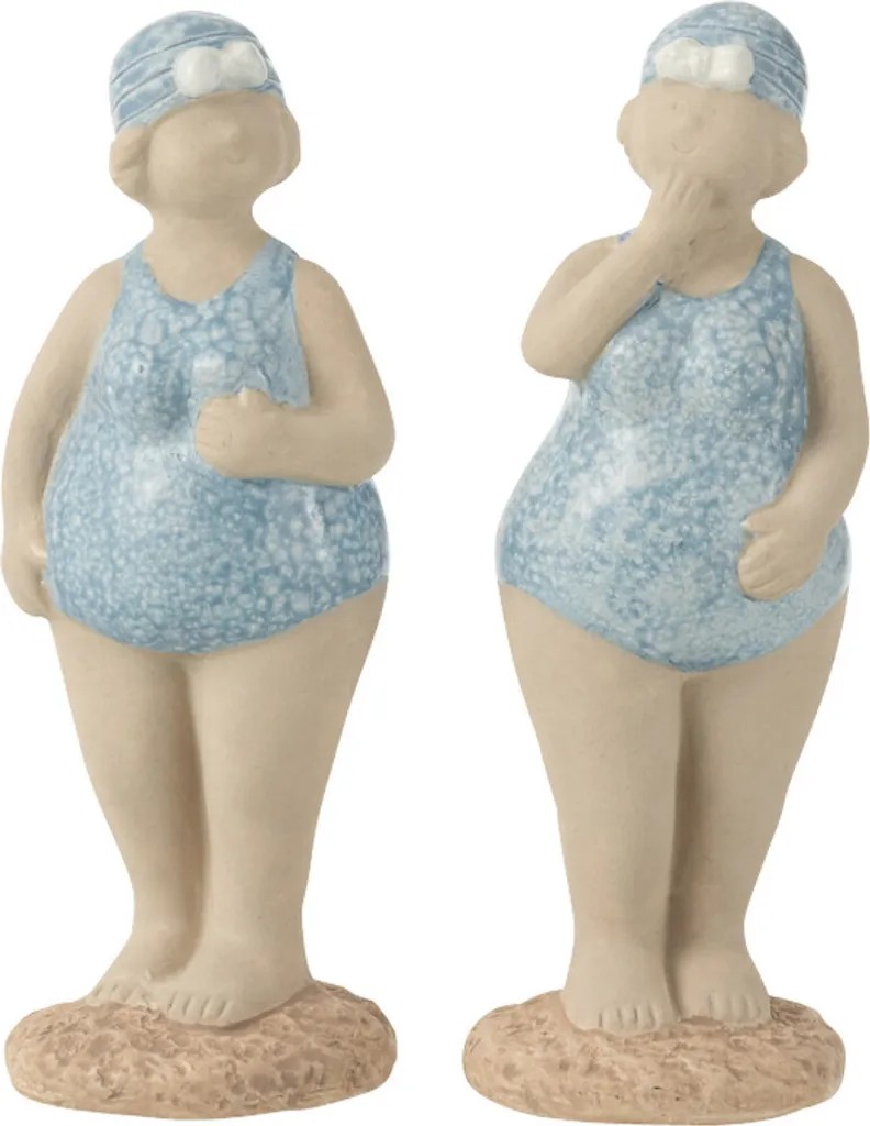 Objet Déco Bord de Mer : Statuette Céramique Bleue J-Line Small Luxe