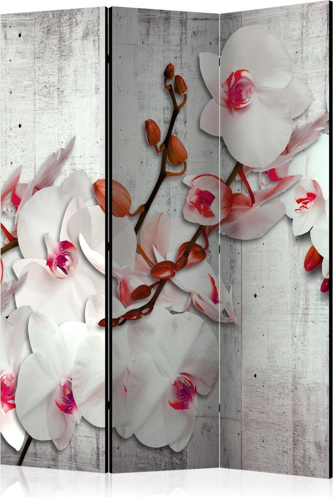 3-teiliger Einseitiger Vlies Paravent - Concrete Orchid 135x172 cm Blumen b-A-0157-z-b