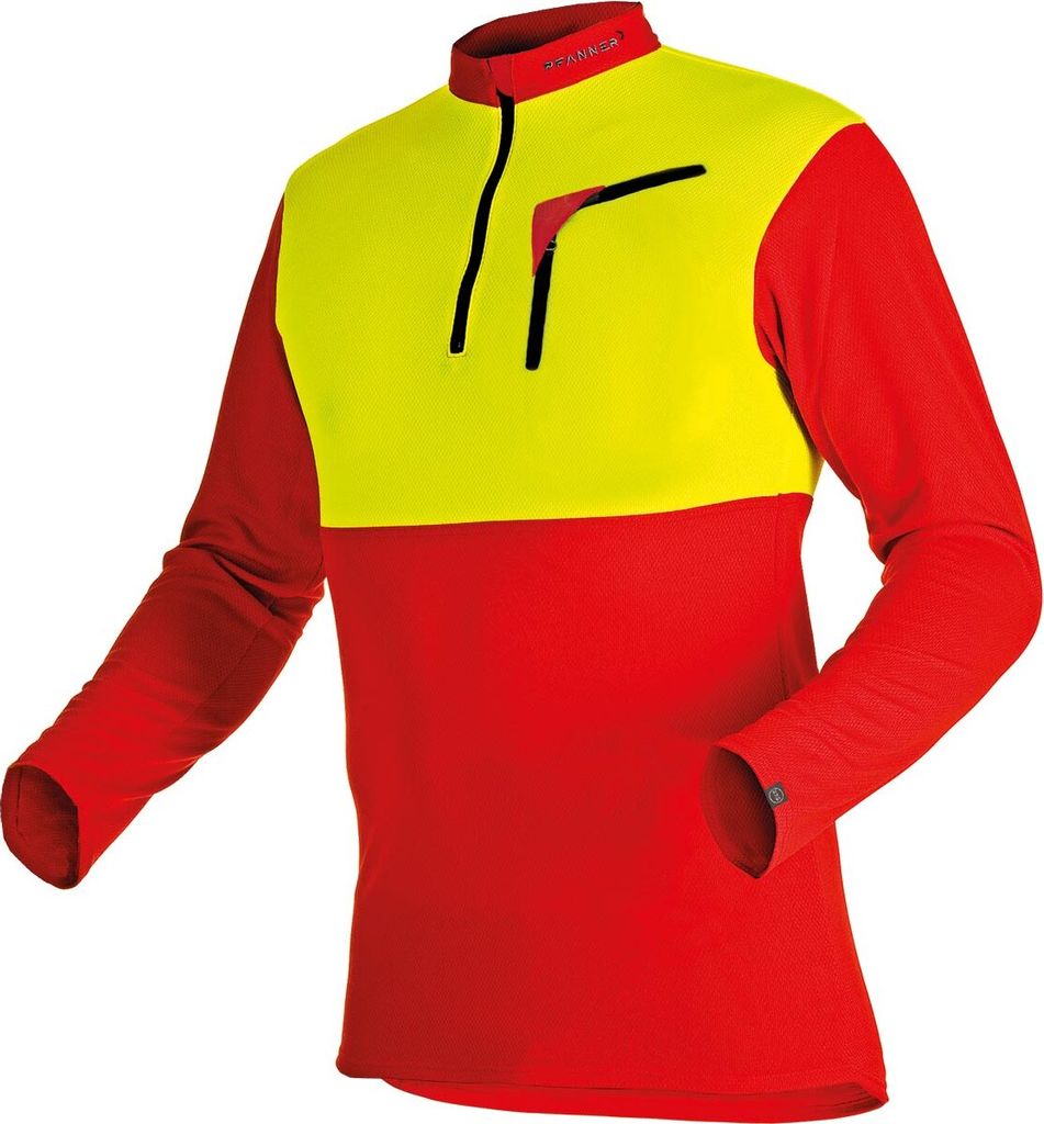 Pfanner Zipp-Neck Shirt Langarm 104060-60 rot/neongelb