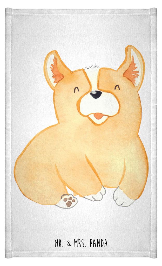 Mr. & Mrs. Panda Handtuch Corgie - Weiß - Geschenk, Design, Sprüche, Hund, Spruch, Bellen, gäste wc, Klein, Mini-Handtuch, Kleines, Lebensfreude