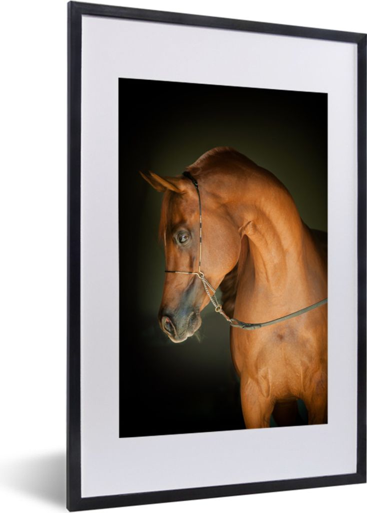 MuchoWow MuchoWow Gerahmtes Poster Pferd - Braun - Schwarz 40x60 cm - Poster mit zchwarzem Bilderrahmen - Poster in Rahmen