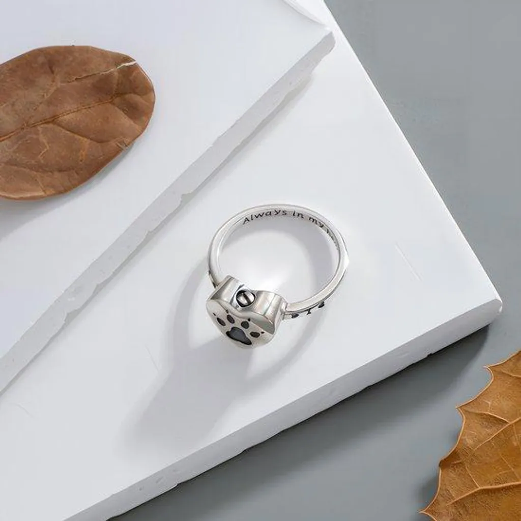 Bijou commémoratif : Bague de crémation en argent massif faite main - 4