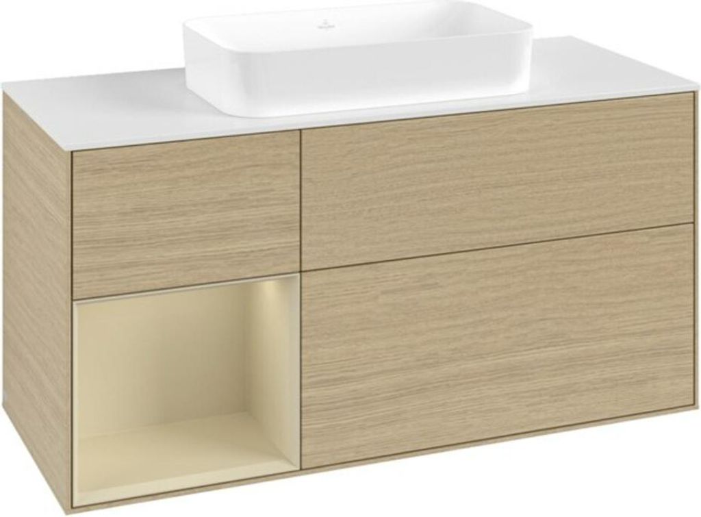 V&B Waschtischunterschrank Finion 120x60 cm, Reg li si Gr m Lac, Oa Veneer