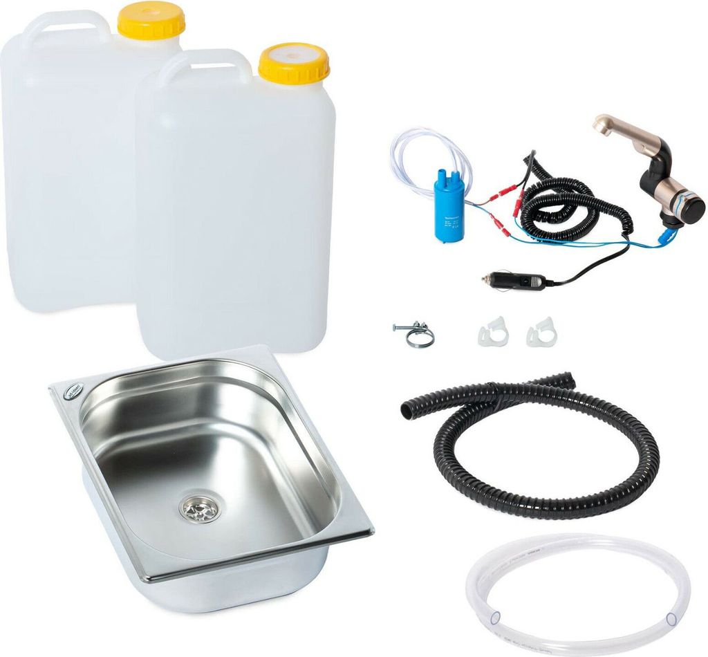 12V Camping Spüle Bausatz Waschbecken Spülbecken 325x265x100mm 19 Liter T4 T5 T6
