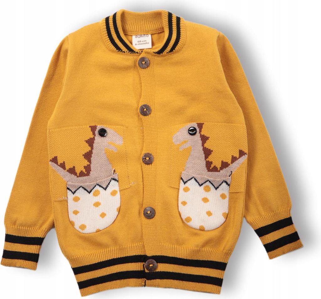 Bonito | Baby Strickjacke - 80/86 - senfgelb - Weich Und Leicht - Kindermotive - Mit Knöpfen